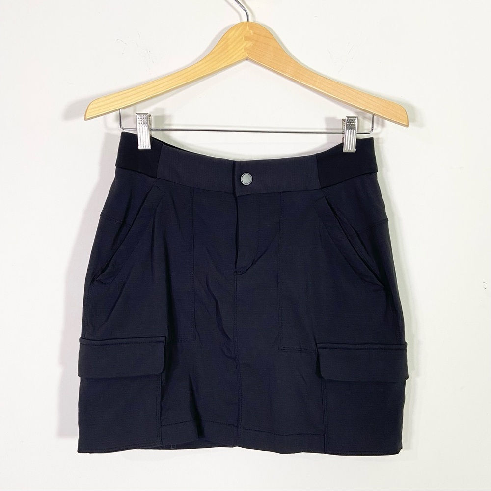Athleta Trekkie Black Nylon Stretch Mini Skirt Athletic Cargo Skort